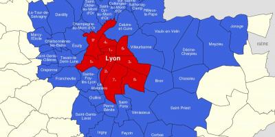 Kort over Lyon område
