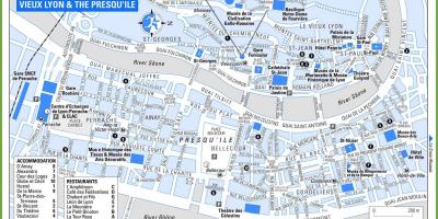 Gamle bydel i Lyon frankrig kort