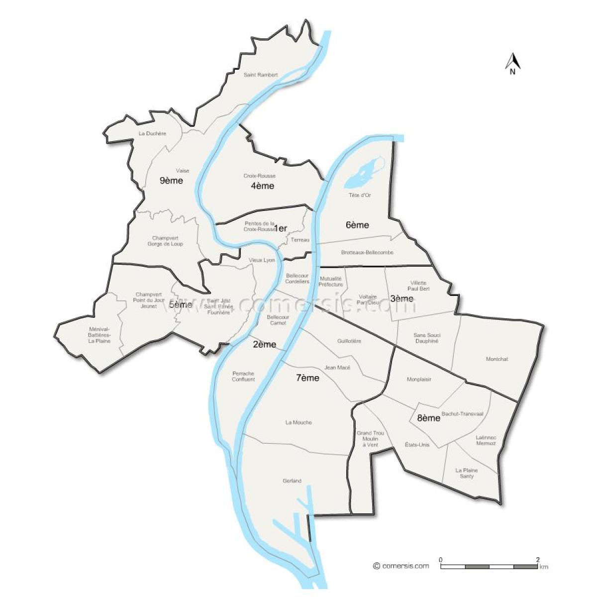 kort arrondissement i Lyon