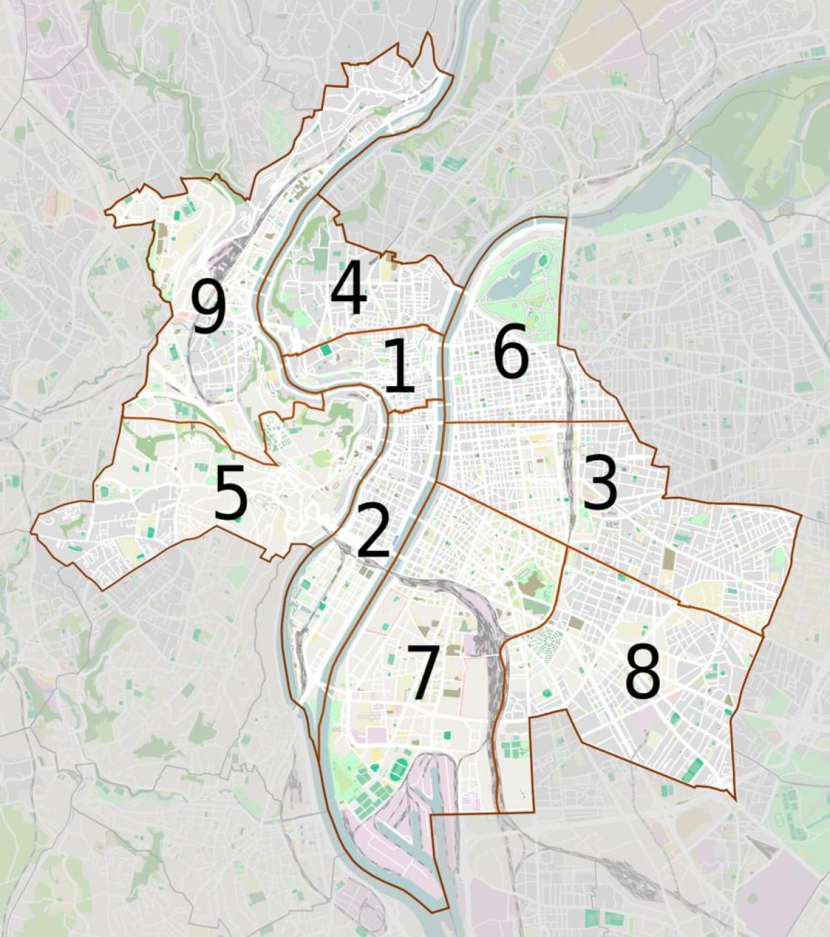 kort arrondissement i Lyon