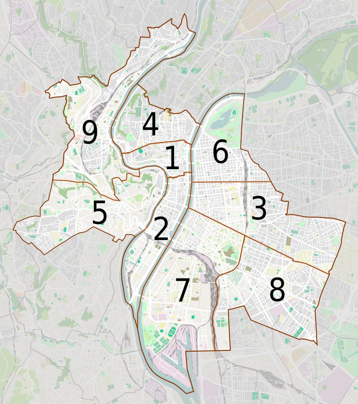 kort over kvarteret Lyon