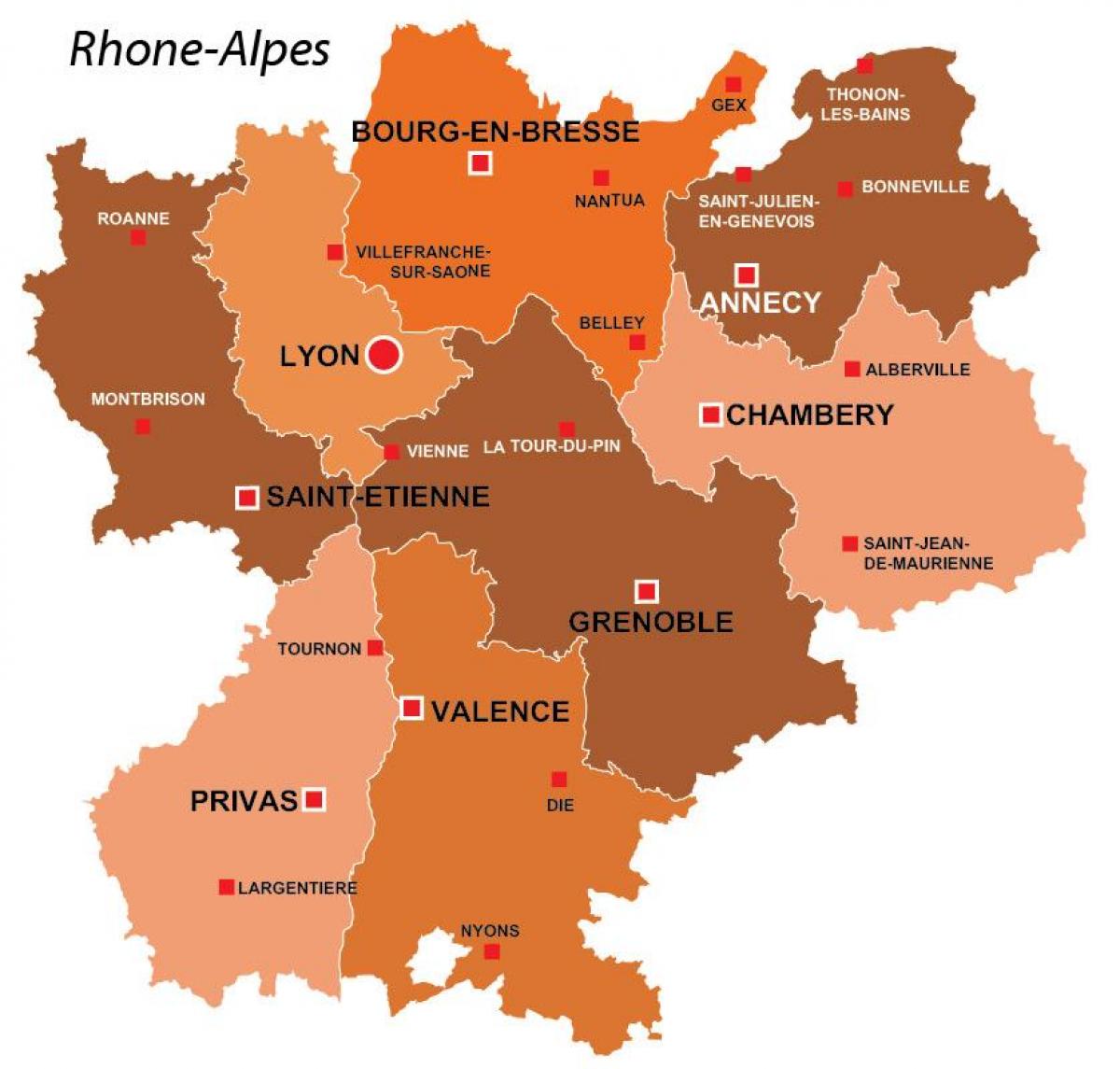 Lyon-området frankrig kort